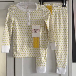 Roller Rabbit White and Yellow Kids Pajama Set
